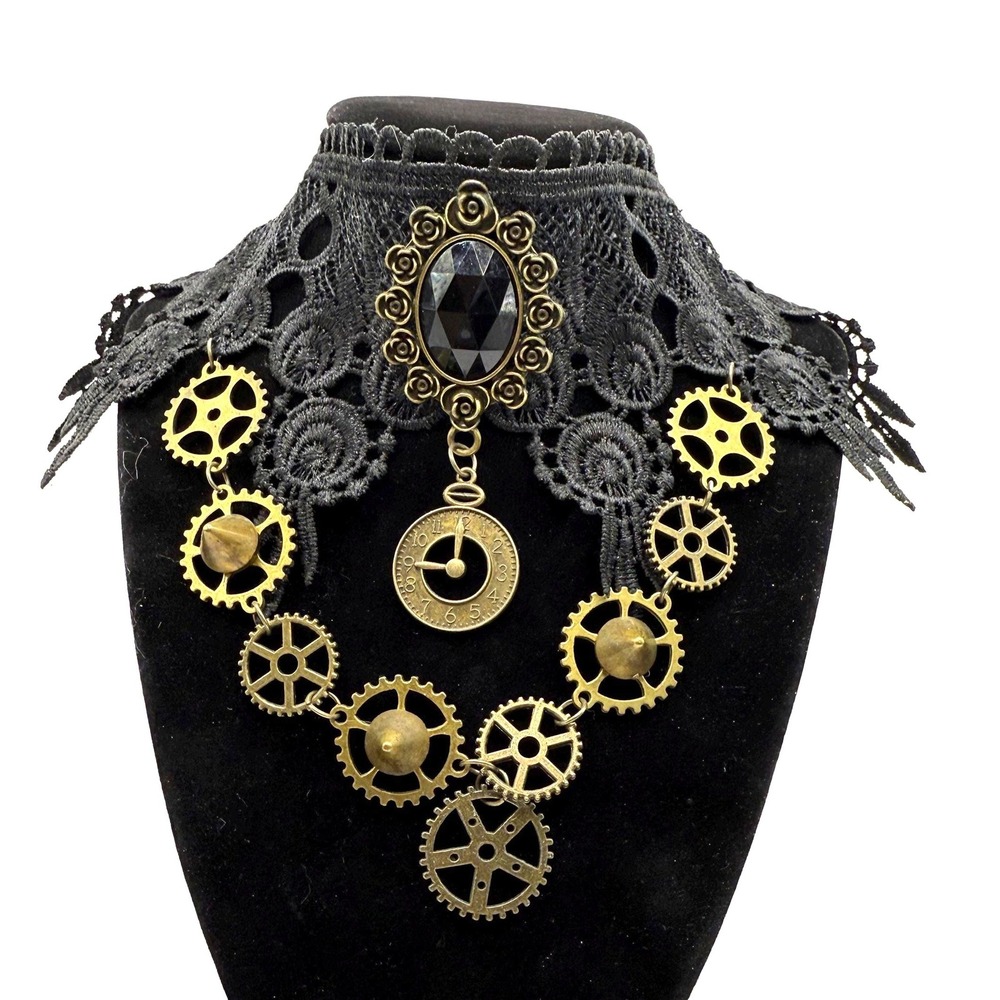 Victorian‎ Gothic Steampunk Lace Choker Necklace – Black Lace